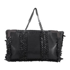 Bottega Veneta Chain Tote Leather with Fringe Intrecciato Detail Large