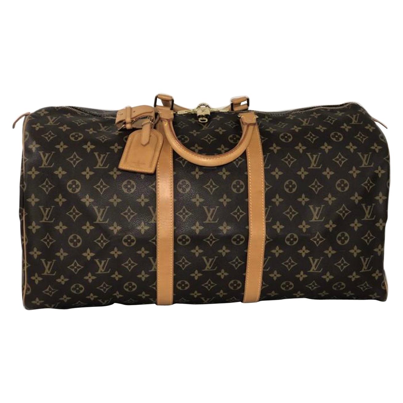  Louis Vuitton Monogram Keepall 55 Top Handle Travel Bag For Sale