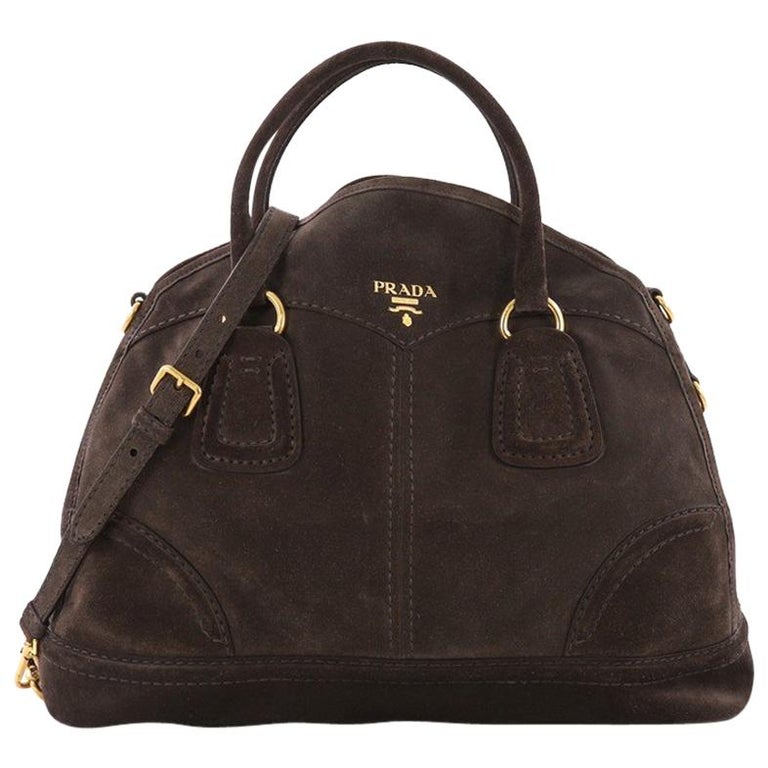 Prada Convertible Bowler Bag Suede Large at 1stDibs | prada brown suede bag