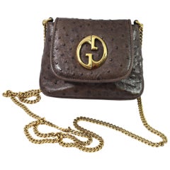 Gucci Brown Ostrich leather Mini Bag