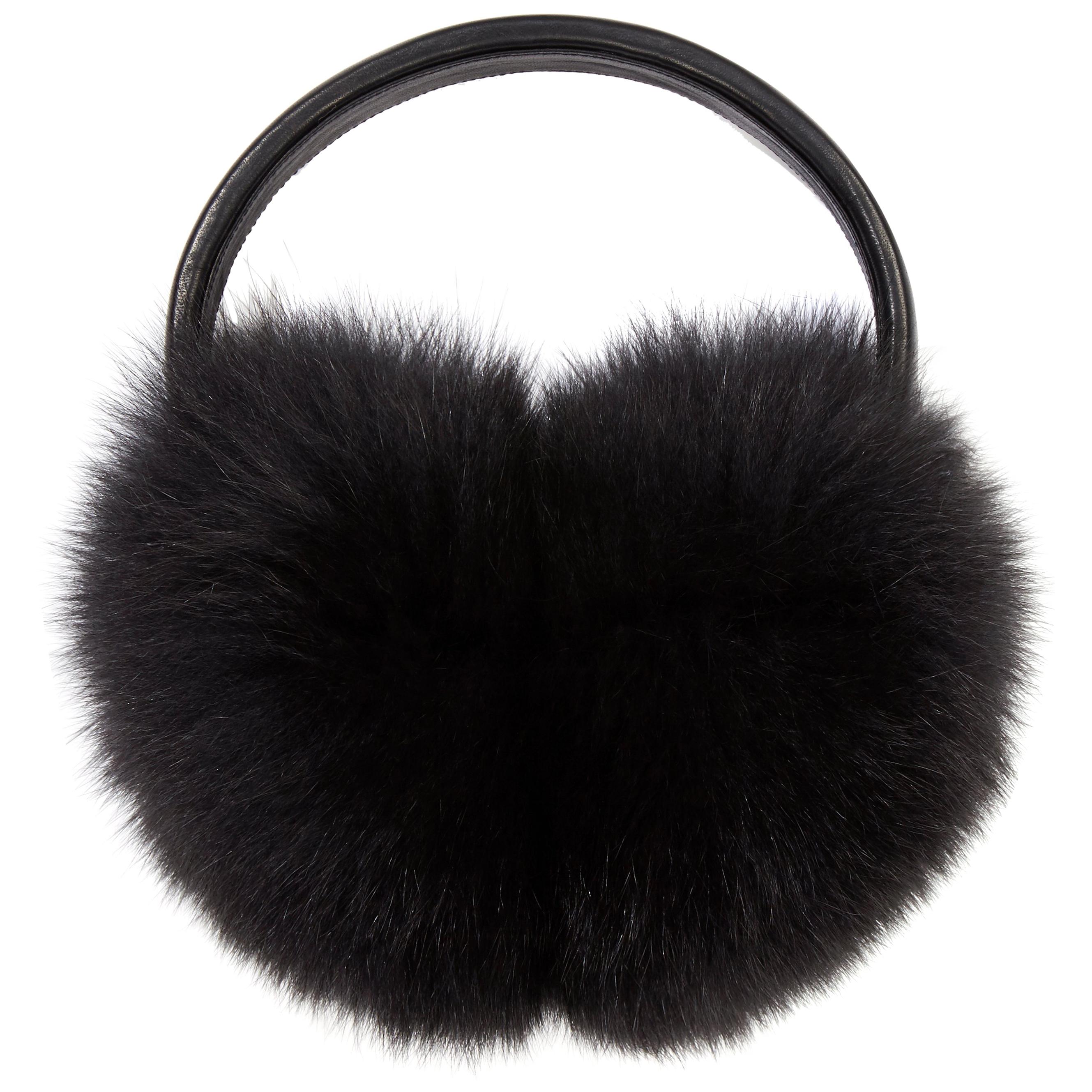 Verheyen London Ear Muffs in Black Fox Fur 