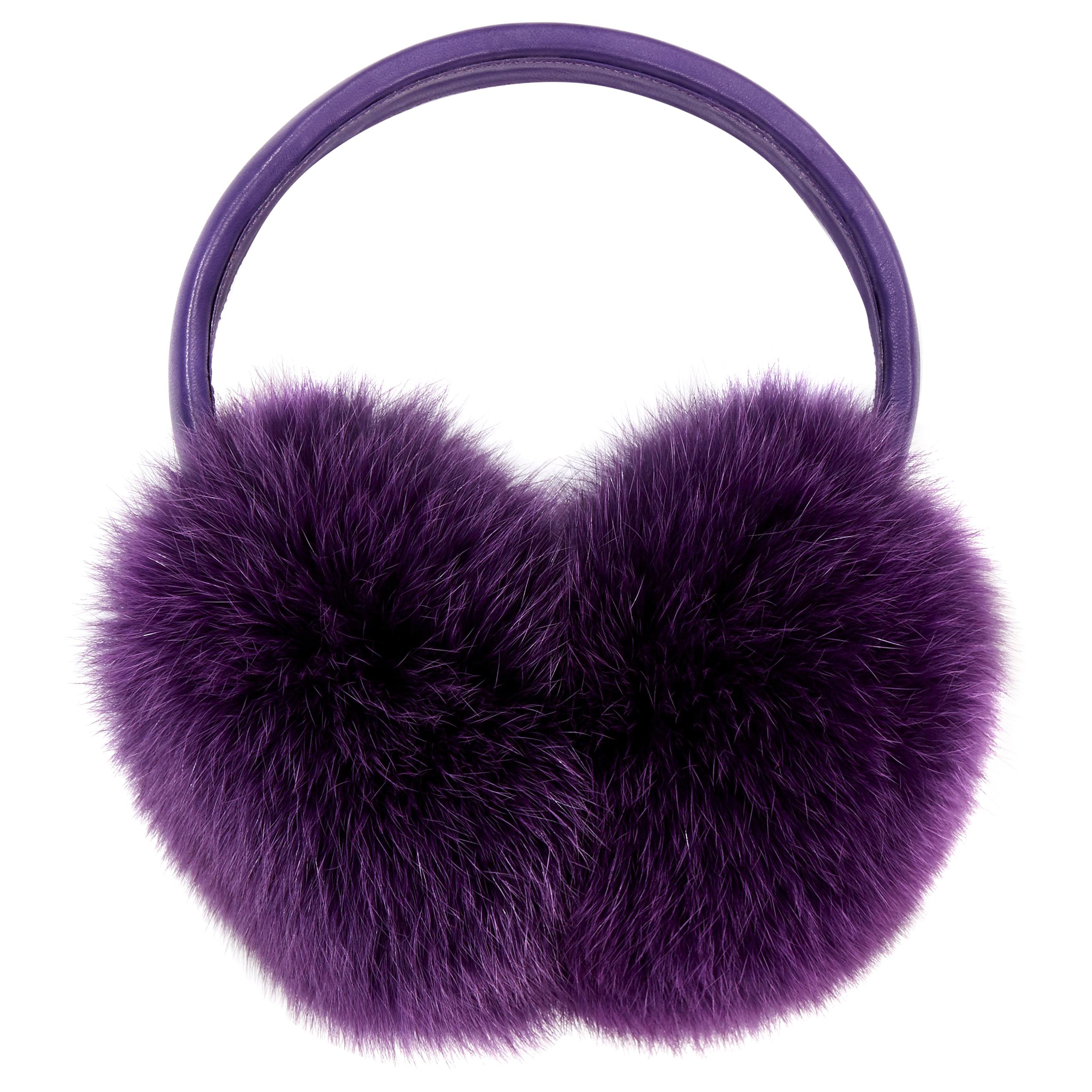 Verheyen London Ear Muffs in Amethyst Purple Fox Fur