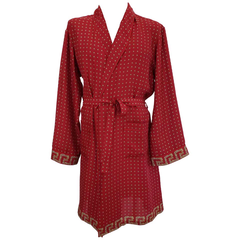 New VERSACE Belted Red Silk Robe for Men at 1stDibs | versace robe men ...