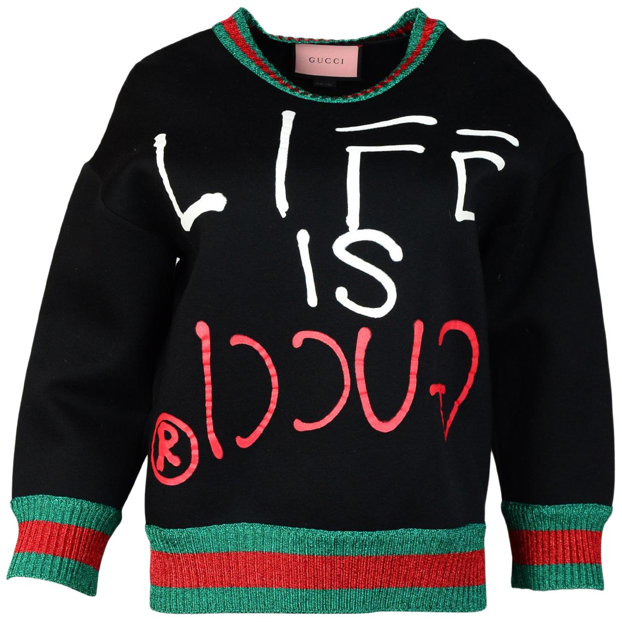 Gucci Life Is Gucci Ghost Black Crewneck Sweatshirt W/ Metallic Web Sz M  For Sale at 1stDibs | life is gucci sweater, life is gucci sweatshirt, life  is gucci pullover