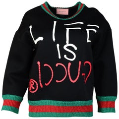 Gucci Life Is Gucci Ghost Black Crewneck Sweatshirt W/ Metallic Web Sz M  For Sale at 1stDibs | life is gucci sweatshirt, life is gucci sweater, life  is gucci hoodie