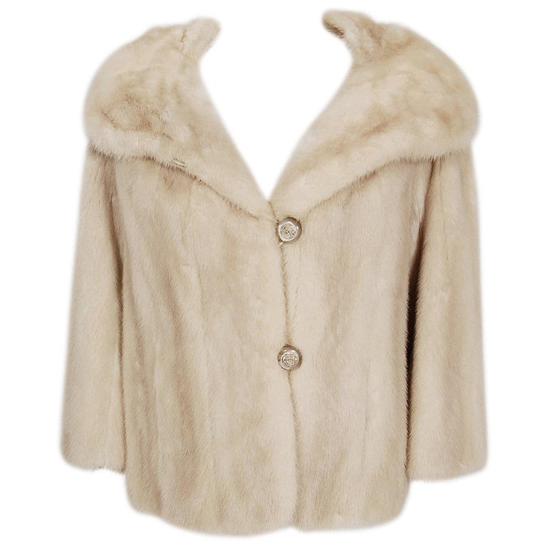 1960's Adrian Thal Couture Creme Mink-Fur Portrait Collar Cropped ...