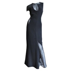 Vintage Gianni Versace Couture Asymmetric Gown with Lace Cut outs