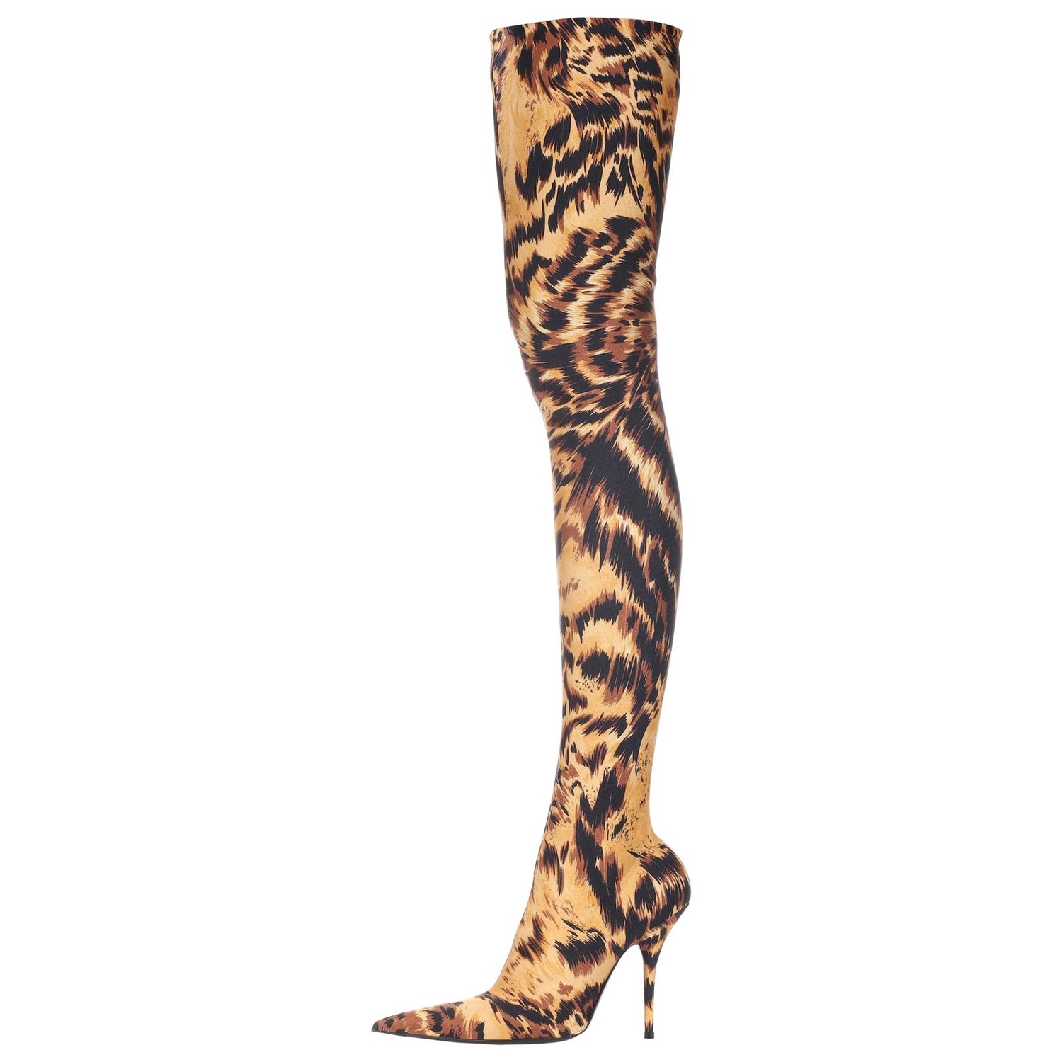 Balenciaga NEW Animal Print Gold Black Thigh High Sock Boots Heels in Box  For Sale at 1stDibs | thigh boots, balenciaga gold thigh high boots, gold  balenciaga thigh high boots