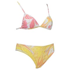 Emilio Pucci Pink Yellow Psychedelic Lounge Bra and Panty Set- S-M, 21e siècle