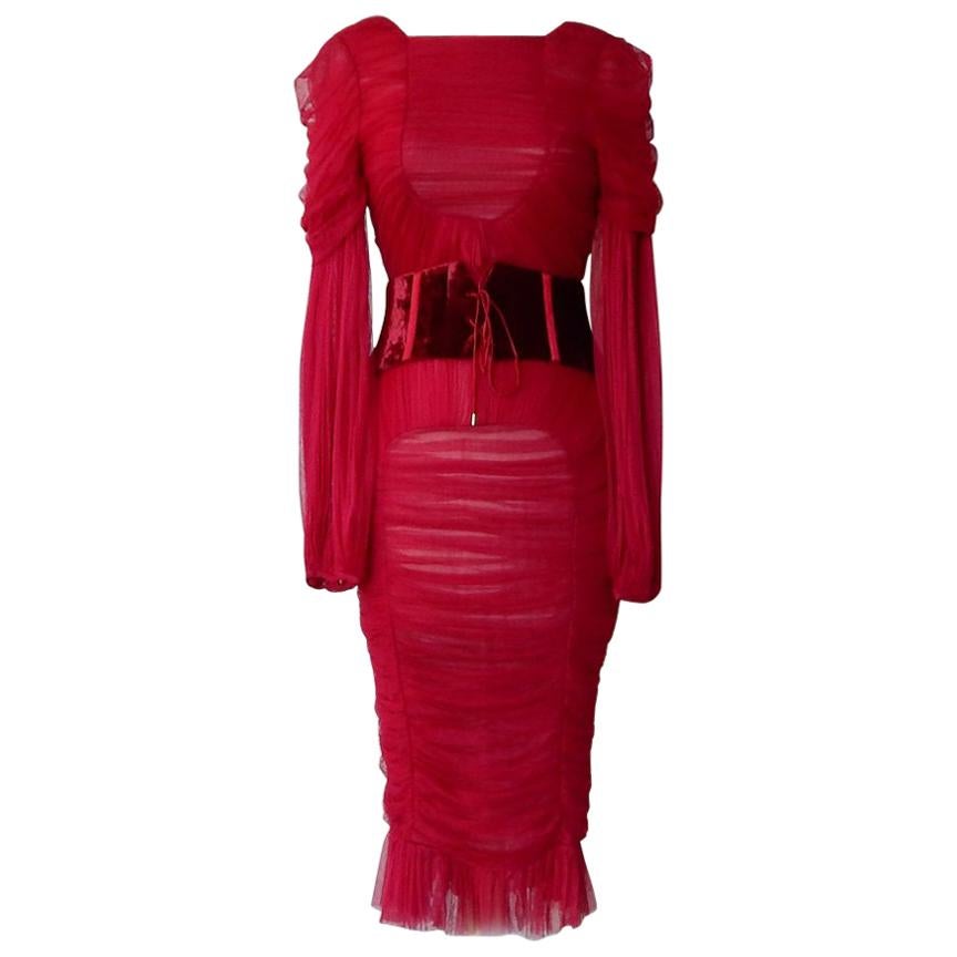 Tom Ford Bergdorf Ad Campaign Cherry Red Ruched Evening Dress  New!