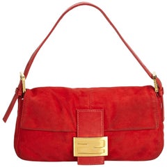 Fendi Red Suede Mamma Baguette