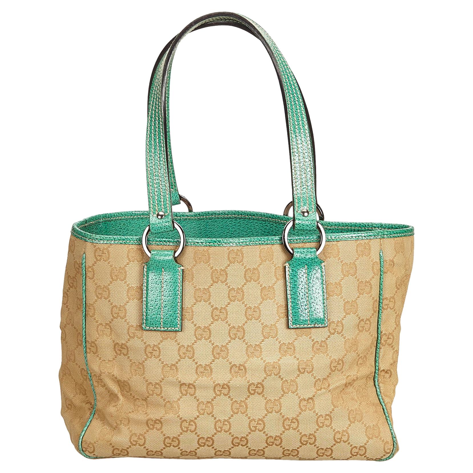 Gucci Brown x Beige x Green Guccissima Jacquard Tote Bag For Sale
