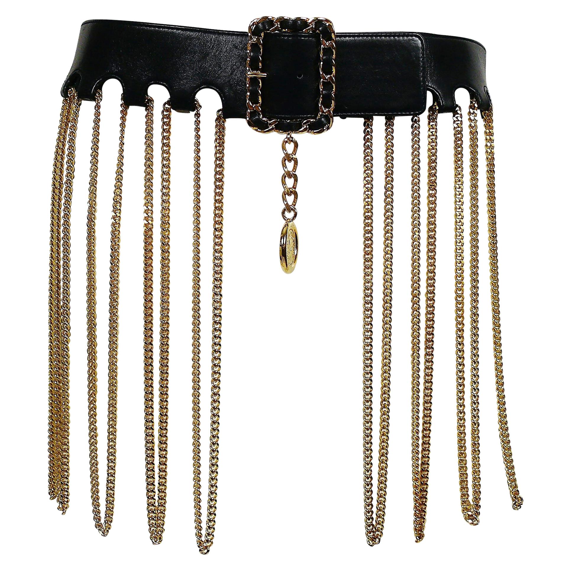 Chanel Vintage Iconic Leather Multi Chain Tassel Runway Belt Fall