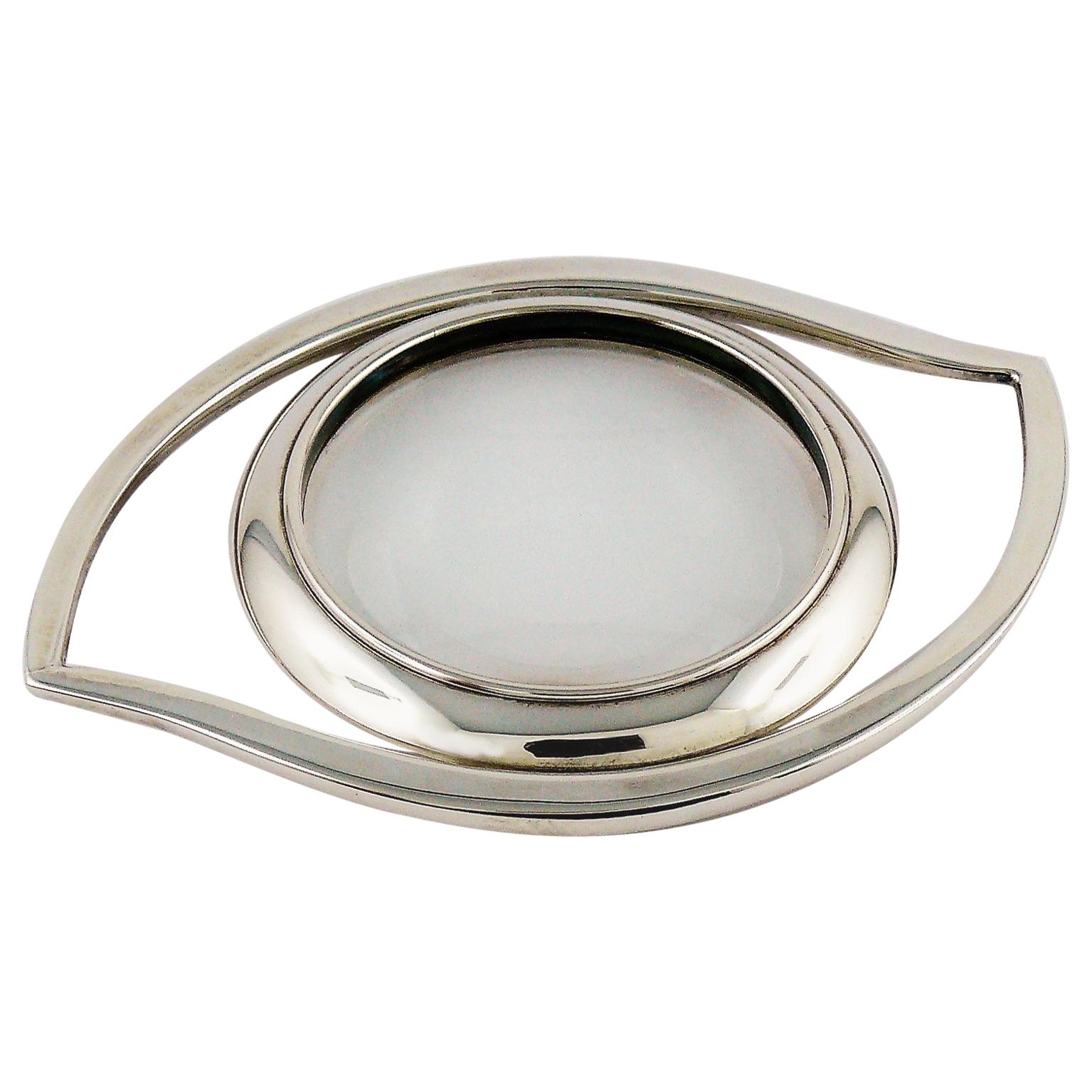 Hermes Cleopatra Eye Silver Toned Desk Magnifying Glass Paperweight