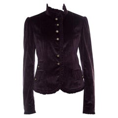 Dolce and Gabbana Purple Velvet Ruffled Trim Jacket M