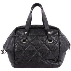 Chanel Biarritz Satchel Quilted Coated Canvas Mini