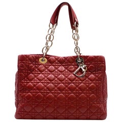 Christian Dior Burgandy Lambskin Quilted Cannage Tote 