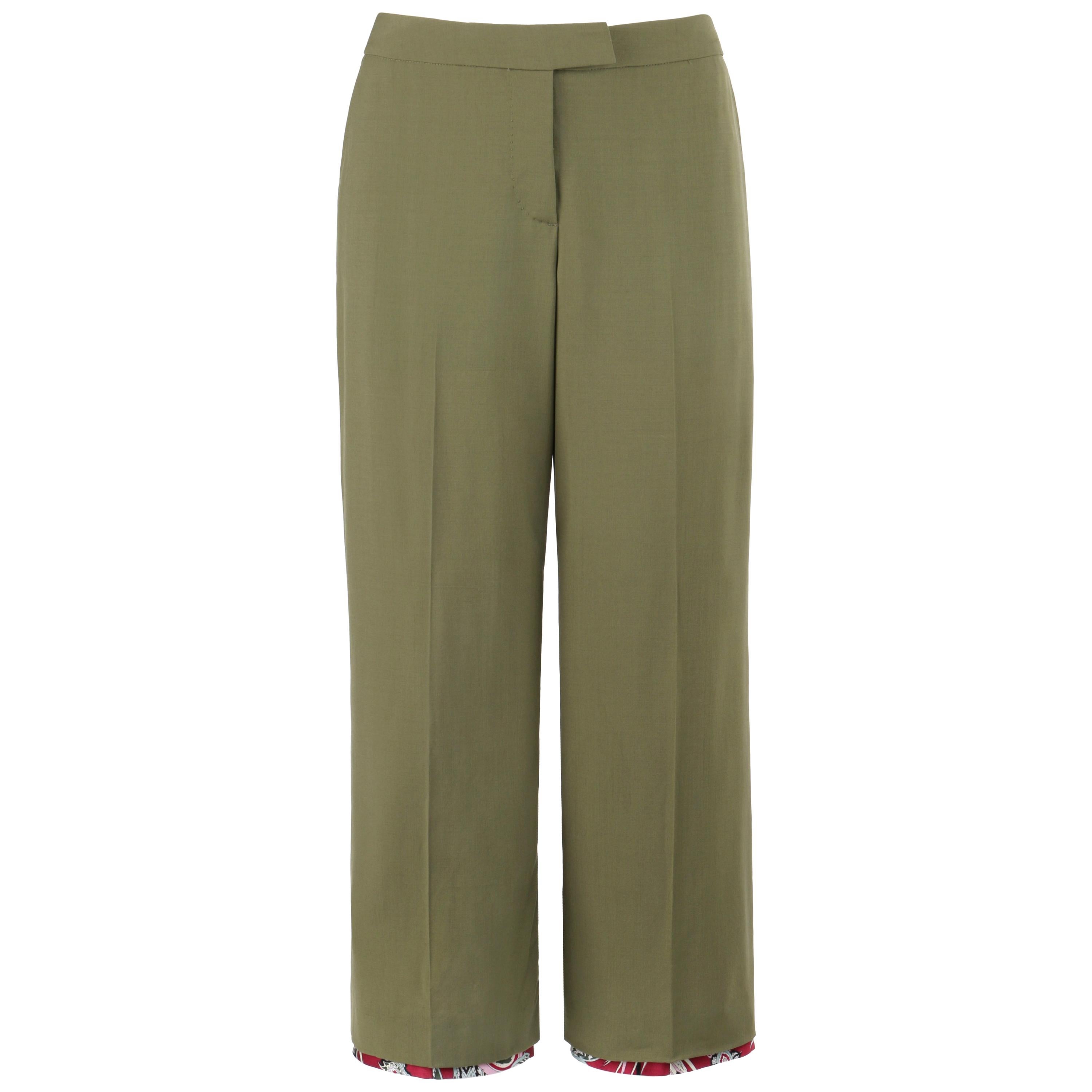 ALEXANDER McQUEEN S/S 2001 "Voss" Olive Green Cropped Capri Trousers Pants For Sale