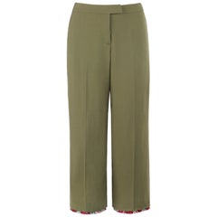 Used ALEXANDER McQUEEN S/S 2001 "Voss" Olive Green Cropped Capri Trousers Pants