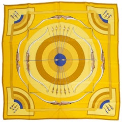 Used Hermès Yellow and French Blue Bullseye “Arcs en Ciel” Scarf – Julia Abadie, 1980