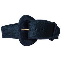 DONNA KARAN Wide Black Cowhide Belt Size Small