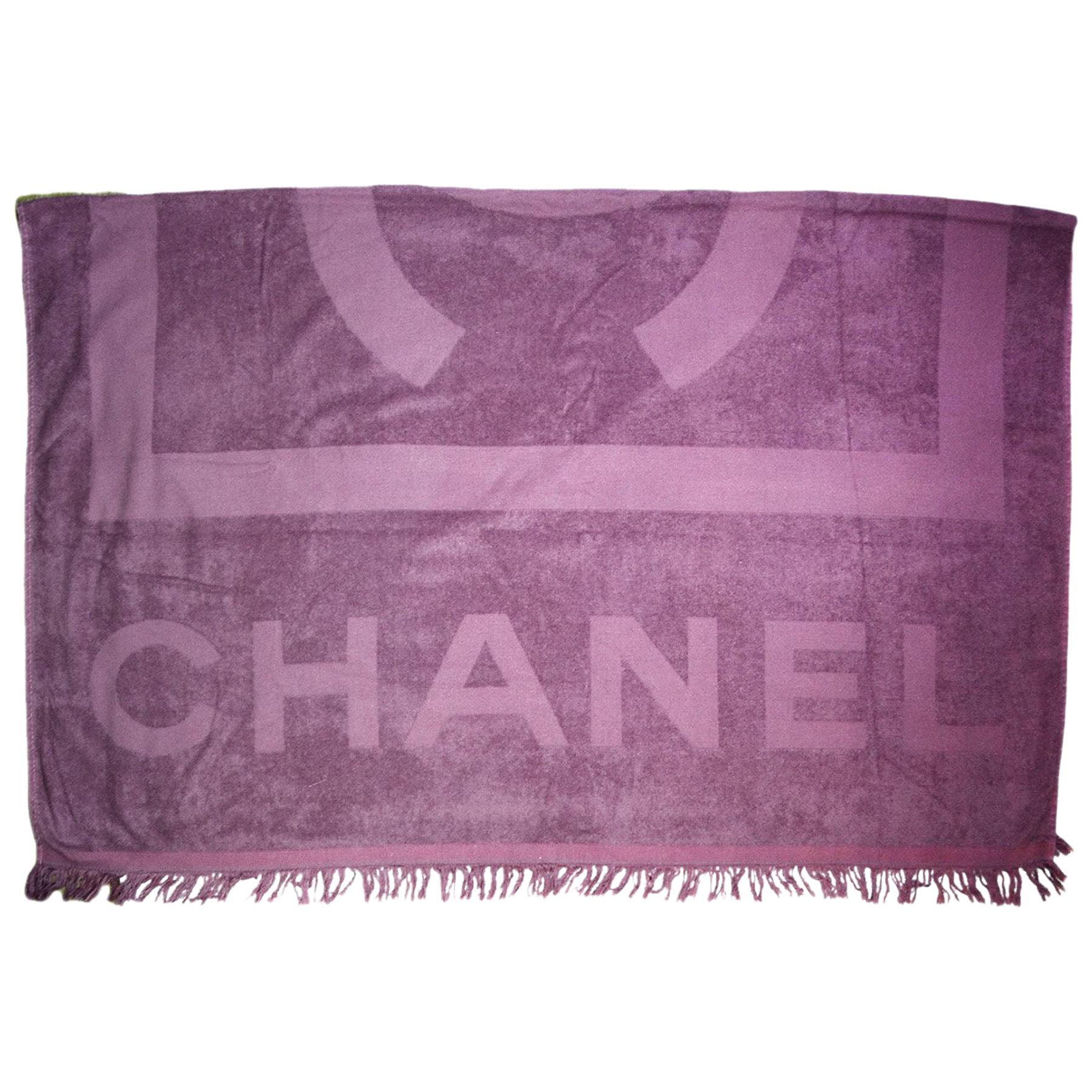 Chanel Purple XL CC Cotton Beach Towel 