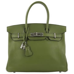 Hermes Birkin Handbag Pelouse Swift with Palladium Hardware 30