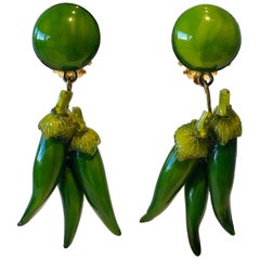 Bold Green Chili Pepper Statement Earrings by Cilea Paris