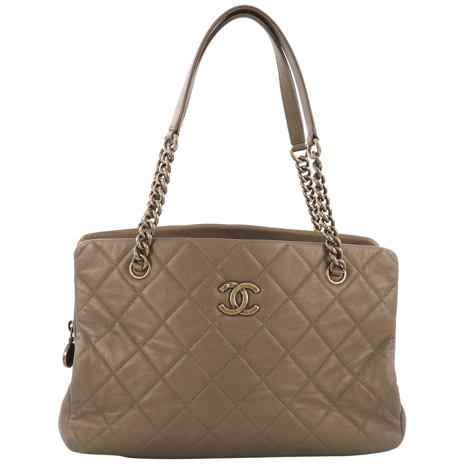 Chanel CC Crown Tote Quilted Leather Medium