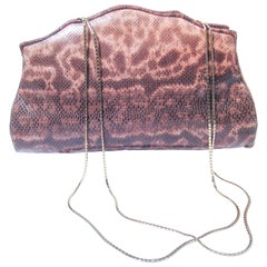 JUDITH LEIBER Bolso de piel de lagarto ombre de desnudo a marrón Correas de oro