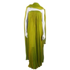 CAROLYNE ROEHM Size 6 Iridescent Green Gathered Silk Straples Gown