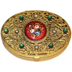 Circa 1920s Ornate French Jeweled Compact