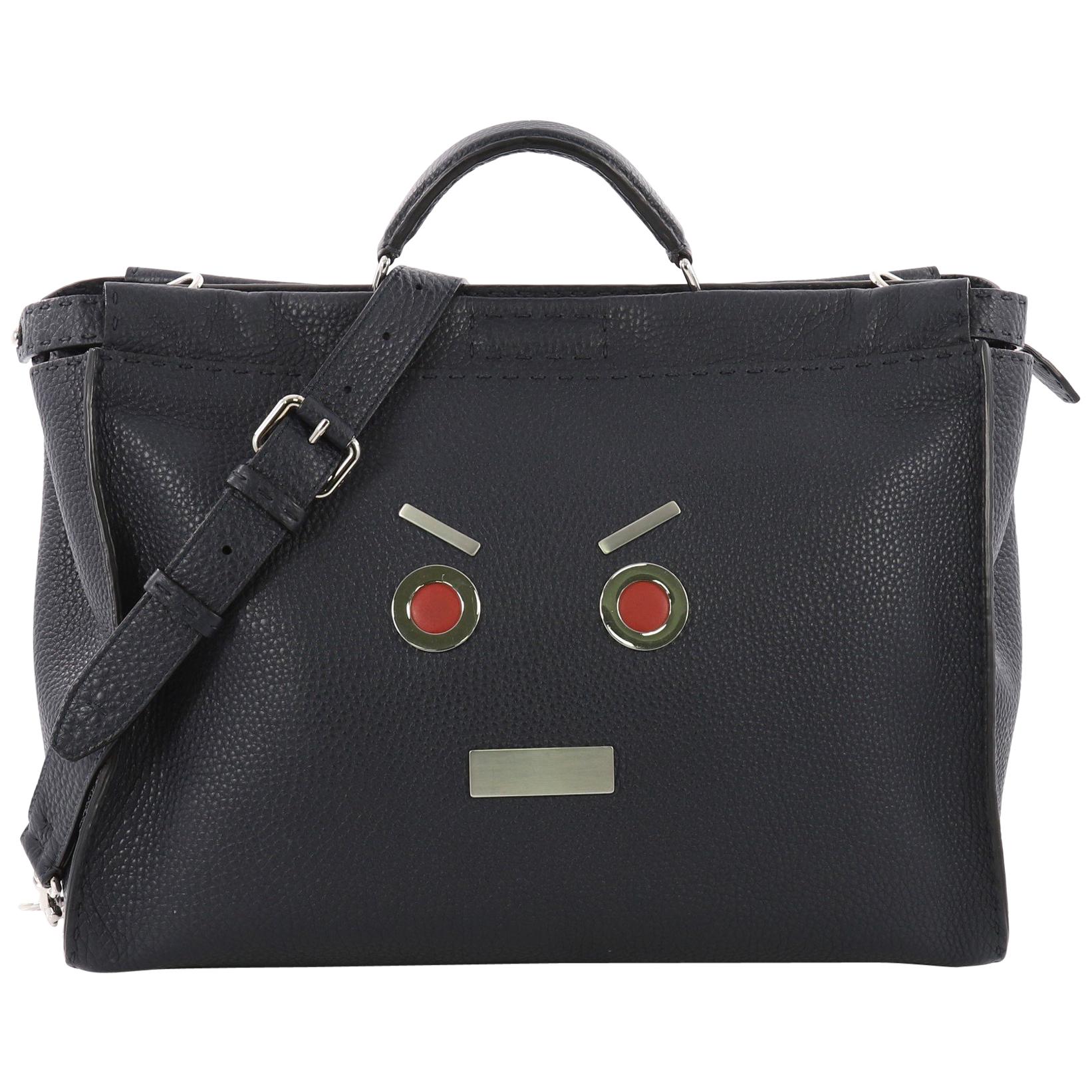 Fendi Selleria Peekaboo Faces Handbag Leather XL