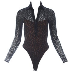 Azzedine Alaia black lace bodysuit, f/w 1990