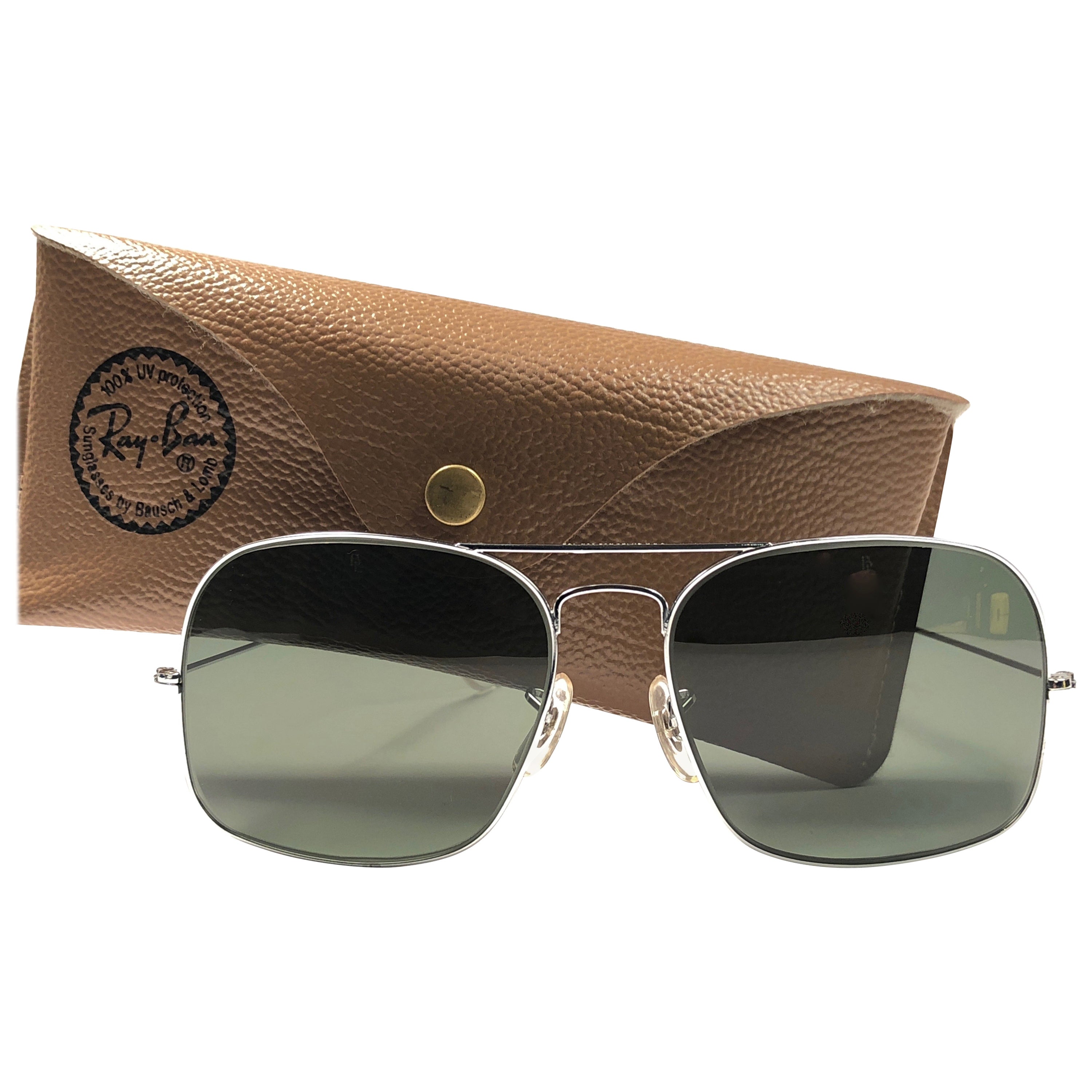 Ray Ban Vintage Caravan Black Green Changeable Lenses B&L Sunglasses