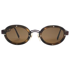 New Vintage Moschino MM3010 S Oval Brown 1990 Sunglasses 1990's