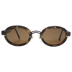 New Vintage Moschino MM3010 S Oval Brown 1990 Sunglasses 1990
s