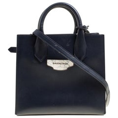 Balenciaga Navy Blue Leather Mini All Afternoon Tote