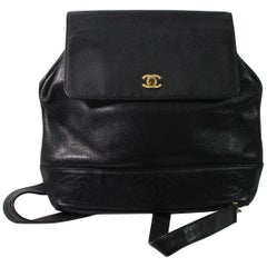 Vintage Chanel black Caviar Leather Backpack