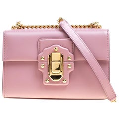 Dolce and Gabbana Bubble Gum Pink Leather Lucia Shoulder Bag
