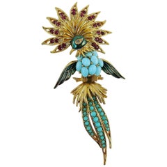 Vintage Marcel Boucher Bird of Paradise Jewelled Brooch