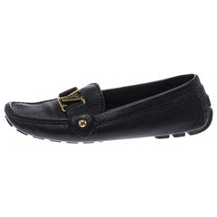 Louis Vuitton Black Leather Oxford Loafers Size 37.5