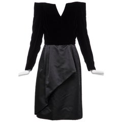 Scaasi Boutique Black Silk Velvet Silk Satin Evening Dress, Circa: 1980's 