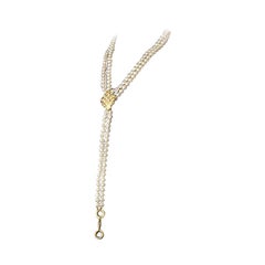 CHANEL off-white FAUX PEARL & gold-tone & Crystal Deconstructed Necklace