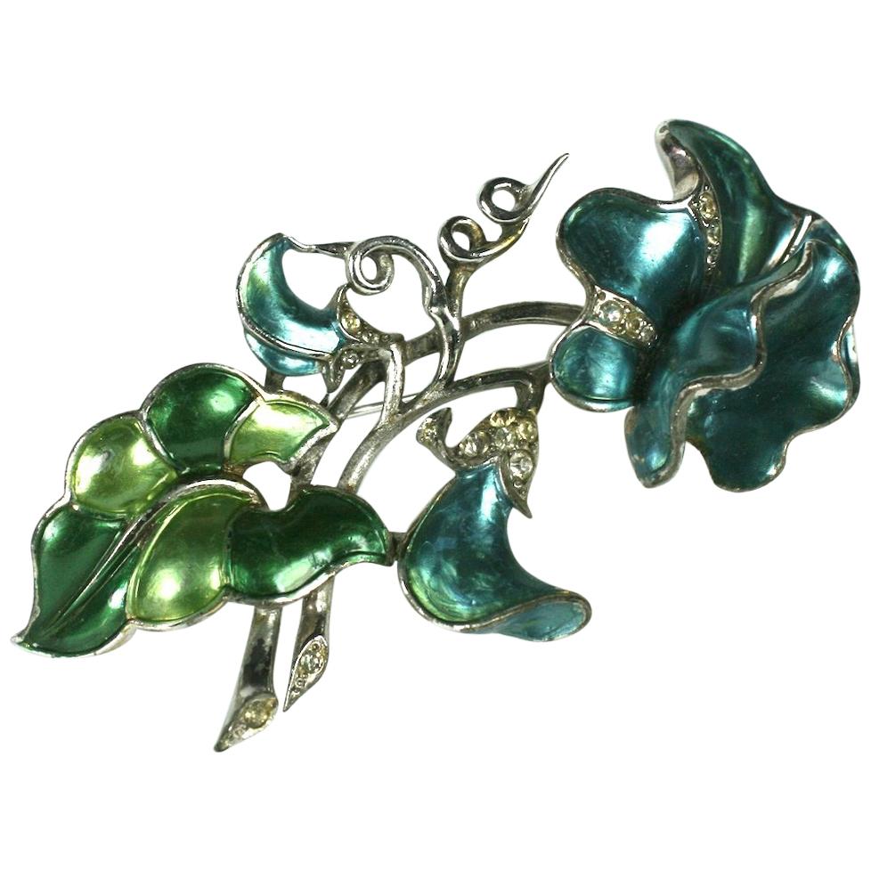 Marcel Boucher Pearlized Enamel Sweet Pea Brooch