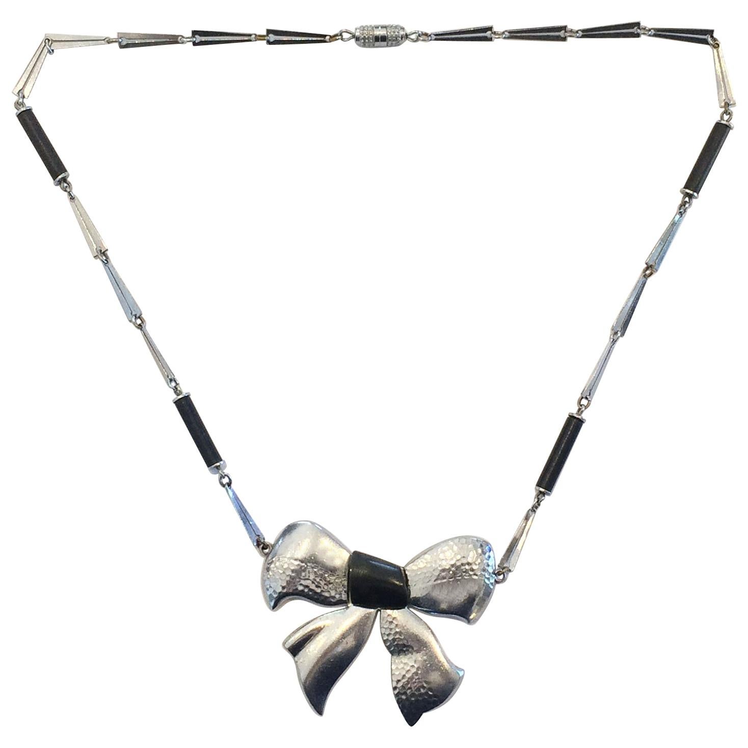 Art Deco Machine Age Black bakelite necklace by Jacob Bengel For Sale ...