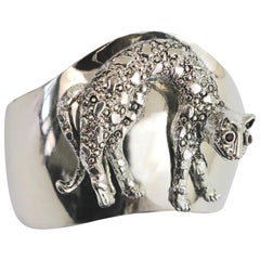 Vintage Artisan Modern Silver Plate 'Cat' Cuff Bracelet