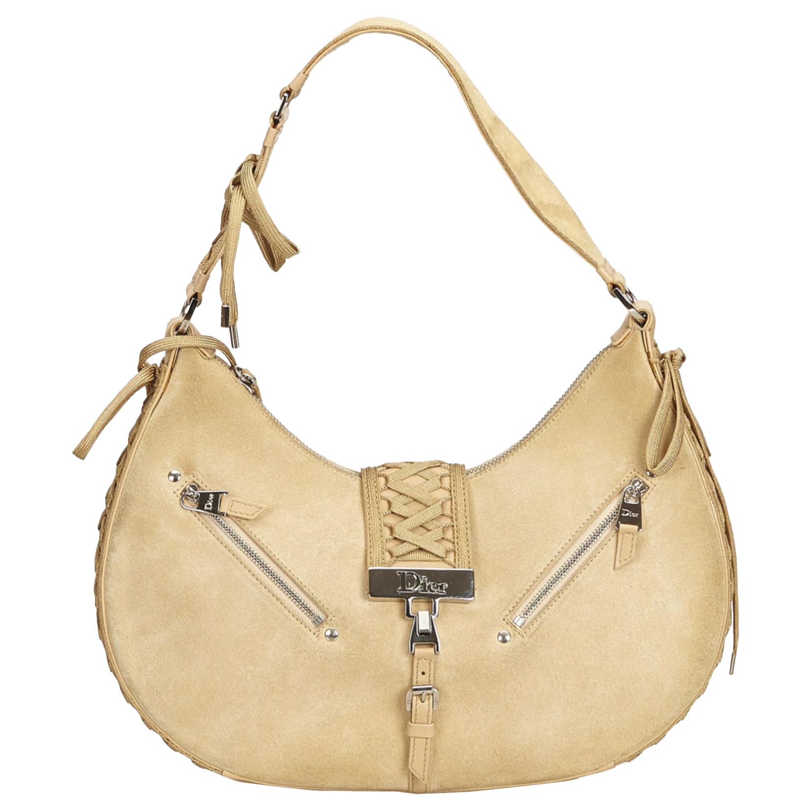 Dior Brown x Beige Suede Admit It Shoulder Bag
