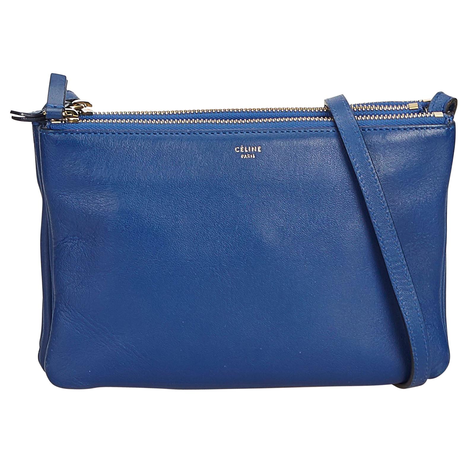 Celine Blue Small Leather Trio Bag