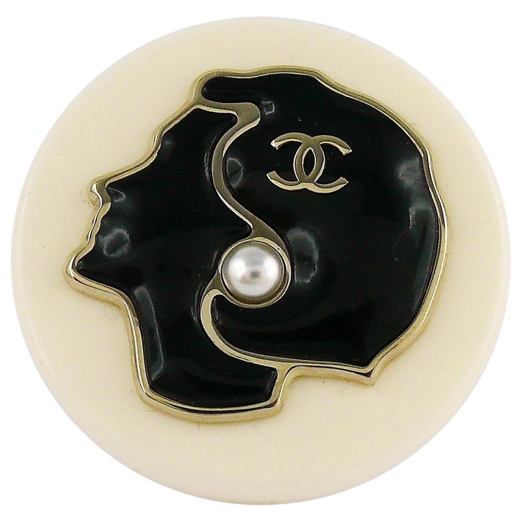 Chanel Resin Coco Profile Brooch at 1stDibs